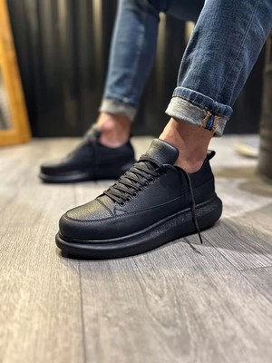 Ebrus Trend JET914 Drake Bağcıklı Cilt Erkek Günlük Sneaker Ayakkabı Cst Siyah