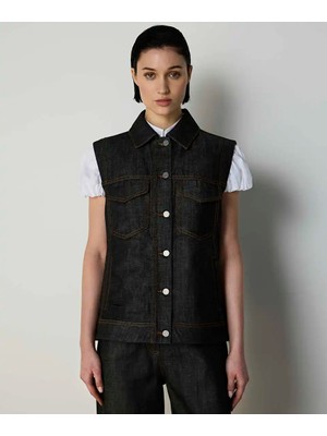 Machka Kontrast Dikişli Denim Yelek MS1260007001001