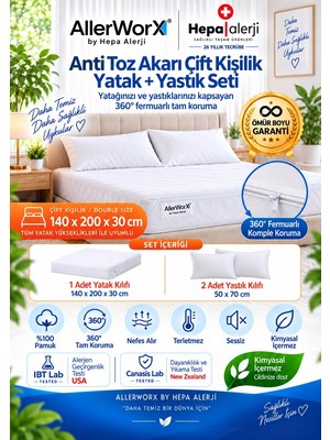Allerworx Anti Toz Akarı Anti Alerjik Çift Kişilik Yatak ve Yastık Kılıfı