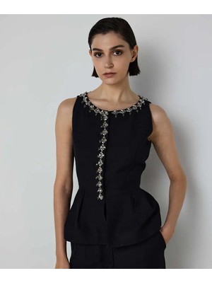 Machka Strass Taş Işlemeli Peplum Yelek MS1260007008001