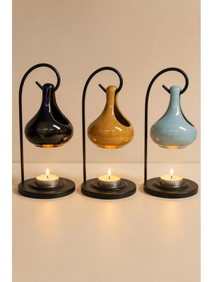 Askılı Seramik Buhurdanlık Tealight Mumluk Dekoratif Aromaterapi Uçucu Yağ Koku Lambası 1 Adet