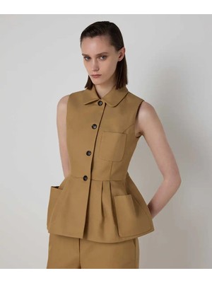 Machka Pileli Peplum Yelek MS1260007003023