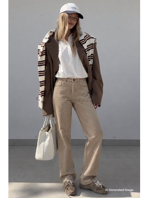 Madmext Mad Girls Bej Palazzo Jean Mg1247