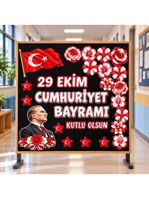 Ti Play 29 Ekim Cumhuriyet Bayramı Hazır Fügür Kesim Pano Süsü Çiçekli
