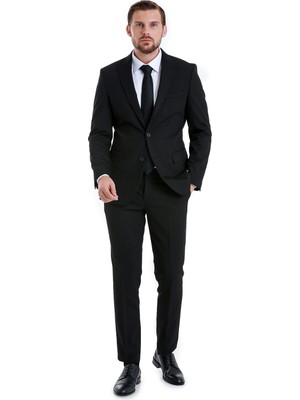 Hatemoğlu Siyah Slim Fit Sivri Yaka Takım Elbise