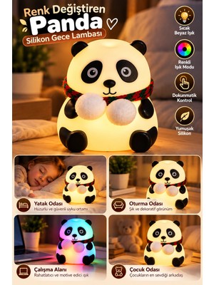 DS LLC Yatak Odası Çocuk Odası Için Renk Değiştiren Panda Silikon Gece Lambası