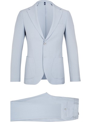 Hatemoğlu Mavi Slim Fit Mono Yaka Casual Takım Elbise