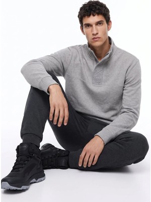 Discovery Expedition D6WM-SWT3771 Gri Fermuarlı Diagonel Erkek Sweatshirt