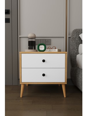 Asra Trend Modern 2 Çekmeceli Komodin Şifonyer %100 Mdf Çok Amaçlı Organizer KMD03