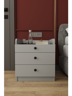 Asra Trend Modern 3 Çekmeceli Komodin Şifonyer %100 Mdf Çok Amaçlı Organizer KMD01