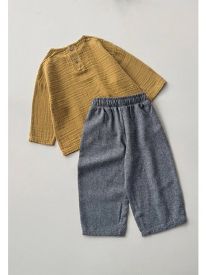 Cigit Müslin Sweatshirt Takım 2-8 Yaş Hardal Sarı