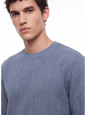 Discovery Expedition D6WM-SWT3774 Mavi Rahat Jakarlı Erkek Sweatshirt