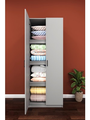 Asra Trend Lüks 2 Kapaklı Çok Amaçlı Yüklük Gardırop %100 MDF Yatak Yorgan Yastık Saklama Dolabı YK01