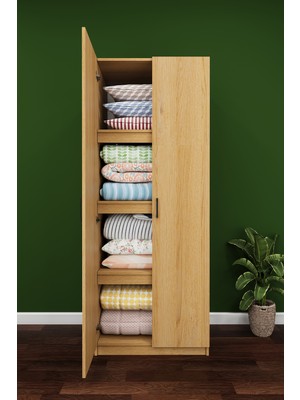 Asra Trend Lüks 2 Kapaklı Çok Amaçlı Yüklük Gardırop %100 MDF Yatak Yorgan Yastık Saklama Dolabı YK01