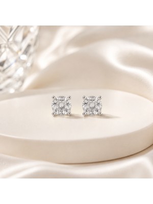 Ozzanova 925 Ayar Gerçek Gümüş 5 mm Zirkon Taşlı Tektaş Küpe Kadın Erkek Çocuk Unisex Çivili Küpe