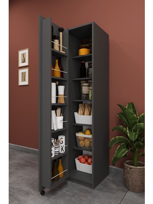 Asra Trend Lüks Çok Amaçlı Kiler Dolabı %100 Mdf Erzak Organizer Mutfak Dolabı MK19