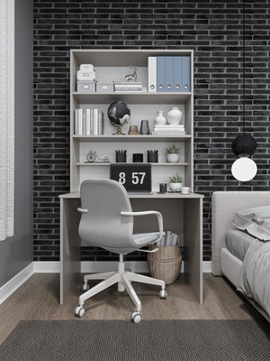 Asra Trend Modern Dolaplı Raflı Kitaplıklı Çalışma Masası %100 MDF Bilgisayar Ofis Ders Masası ÇM03
