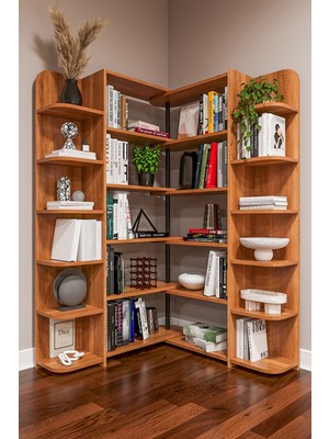 Asra Trend Modern Dönebilen Ayarlanabilir Raflı Ev Ofis Kitaplık %100 MDF Dekoratif Kütüphane Kitaplık DK01