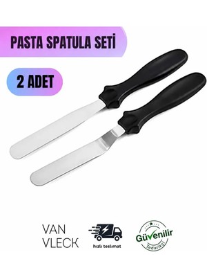 2’li Pasta Sıvama Spatula Seti – Düz ve Eğik Çelik Spatula, Pasta Krema Yayma Spatulası Takımı