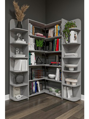 Asra Trend Modern Dönebilen Ayarlanabilir Raflı Ev Ofis Kitaplık %100 MDF Dekoratif Kütüphane Kitaplık DK01