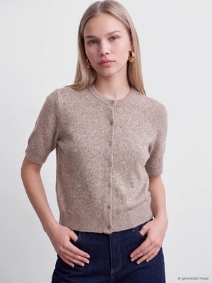 Lc Waikiki Yeni Sezon Kahverengi Yün Karışımlı Kadın Triko Hırka