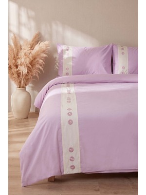 Daisy Violet %100 Pamuklu Çift Kişilik Nevresim Takımı - 4 Parça