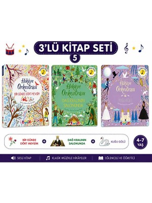 Eolo Yayıncılık Hikâye Orkestrası Bir Günde Dört Mevsim & Dağ Kralının Salonunda & Kuğu Gölü 3'lü Sesli Kitap Seti 4-7 Yaş