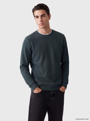 Lc Waikiki Yeni Sezon Yeşil Bisiklet Yaka Erkek Sweatshirt