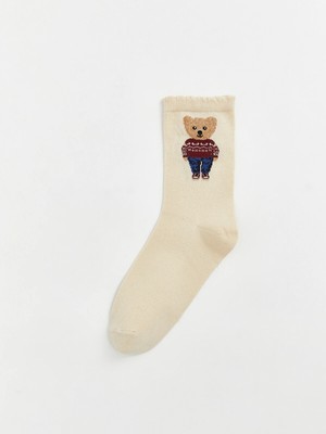 Lc Waikiki Yeni Sezon Ayı Teddy Baskılı Kadın Soket Çorap