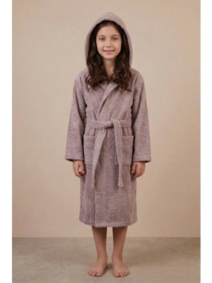 Motif Tekstil *ihraç Fazlası* %100 Pamuk Kapüşonlu Cepli Unisex Çocuk Bornozu -Hafif Kusurludur-
