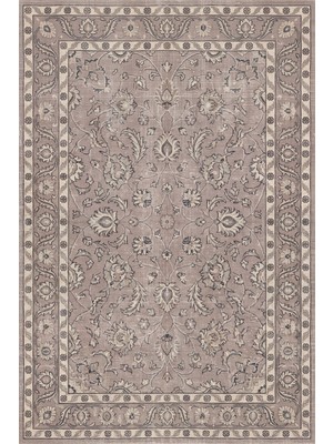 Rugzella Gül Kurusu Vintage Madalyon Desenli Taupe Antik Krem Klasik Yıkanabilir Halı