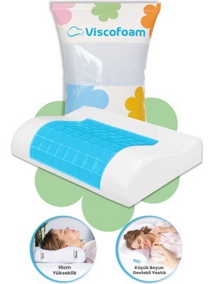 Viscofoam Terletmeyen Ortopedik Boyun Destekli Yastık Serinleten Visco Yastık Jelli Yastık 47x30x10-8cm