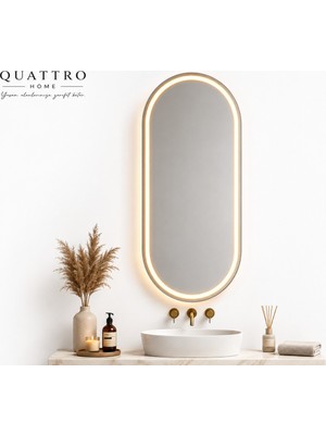 Quattro Home Oval Kapsül Form LED Banyo Aynası - Dokunmatik Dimmerli Dekoratif Ayna