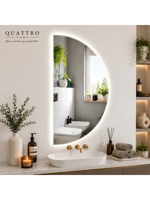 Quattro Home LED Aydınlatmalı D Tasarım Banyo Aynası - Dokunmatik Dimmerli
