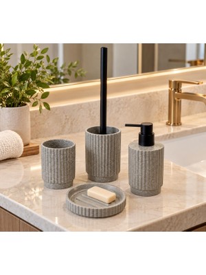 Primanova Doric 4'lü Banyo Seti Gri