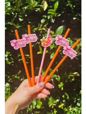 Pekshop Bride Pipet Seti Sunset Tema Bekarlığa Veda Bride Parti Süslü Pipet Takımı 5 Li