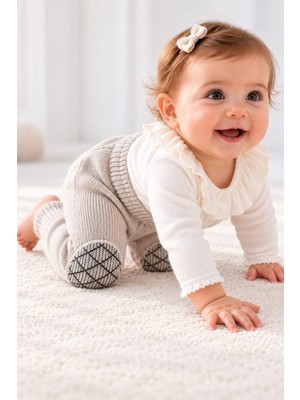 Meriç Bebe Bebek Dizlikli Triko Pantolon Emekleme Pantolonu Esnek Bel ve Paça Yumuşak Örgü Diz Koruyuculu