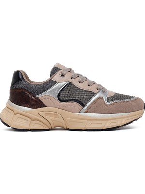 Derimod Kadın Vizon Bağcıklı Kalın Tabanlı Sneaker AF57500355