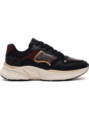 Derimod Kadın Siyah Bağcıklı Kalın Tabanlı Sneaker AF57500355