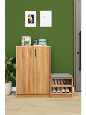 Asra Trend Lüks 2 Kapaklı Ayakkabılık Düzenleyici %100 MDF 6 Raflı Modern Tasarım Özellikli