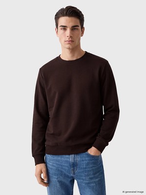 Lc Waikiki Yeni Sezon Kahverengi Bisiklet Yaka Erkek Kalın Sweatshirt
