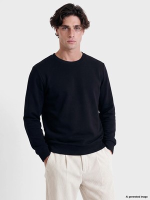 Lc Waikiki Yeni Sezon Siyah Bisiklet Yaka Erkek Kalın Sweatshirt