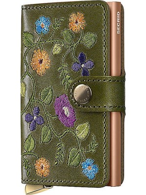 Secrid Premium Miniwallet+ Stitch Floral Kartlık Cüzdan, Yeşil