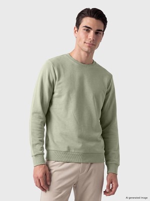 Lc Waikiki Yeni Sezon Yeşil Bisiklet Yaka Erkek Kalın Sweatshirt