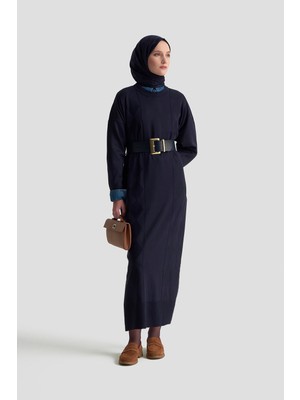 Armine Basic Triko Elbise Lacivert