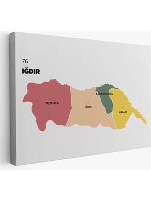 Cepahir Iğdır  Ili ve Ilçeler Haritası  Dekoratif Kanvas Tablo 1358