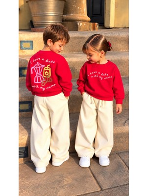 Yiğit Butik Kız Erkek Çocuk 3 Iplik Şardonsuz Sweatshirt Gabardin Pantolon Alt Üst Takım