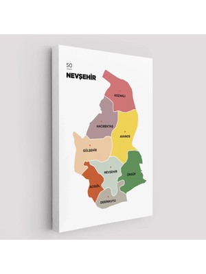 Cepahir Nevşehir Ili ve Ilçeler Haritası  Dekoratif Kanvas Tablo 1428