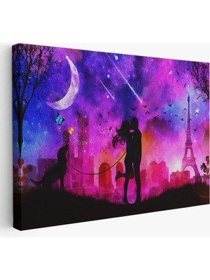 Cepahir Eyfel Kulesi Önünde Öpüşen Çift Duvar TABLOSU-1224