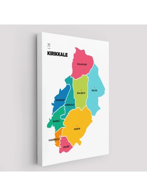 Cepahir Kırıkkale Ili ve Ilçeler Haritası  Dekoratif Kanvas Tablo 1391